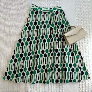 Anthropologie Eva Franco Spoon Print A-Line Midi Skirt 4